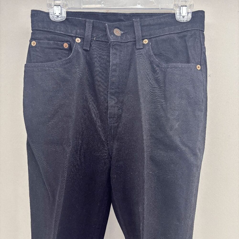 Vintage Levis 521 Black 90s Y2K Tapered Leg Fit HIgh Rise Size 10 Made USA Mom - Picture 2 of 8